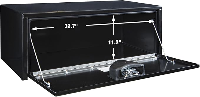 Buyers Products 1703305 Black Steel Underbody Truck Tool Box – 14 x 16 x 36 Inch - Truck Bed & Underbelly RV Storage Box, Locking T-Latch, Weather-Resistant, Heavy-Duty Flatbed Job Box, Made in USA