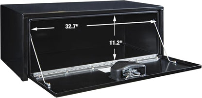 Buyers Products 1703305 Black Steel Underbody Truck Tool Box – 14 x 16 x 36 Inch - Truck Bed & Underbelly RV Storage Box, Locking T-Latch, Weather-Resistant, Heavy-Duty Flatbed Job Box, Made in USA