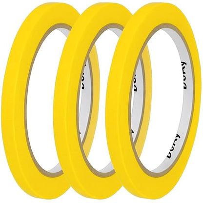 3 Pack Yellow Painters Tape - Masking Tape 0.25 Inch Wide - Multi-Surface, Smart Adhesion, Indoor & Outdoor - 270FT Total - Paint Tape for DIY, Labeling, Art, Car, General Purpose (#3910)