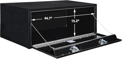 Buyers Products 1708310 Black Steel Underbody Truck Tool Box – 18 x 24 x 48 Inch - Truck Bed & Underbelly RV Storage Box, Locking T-Latch, Weather-Resistant, Heavy-Duty Flatbed Job Box, Made in USA