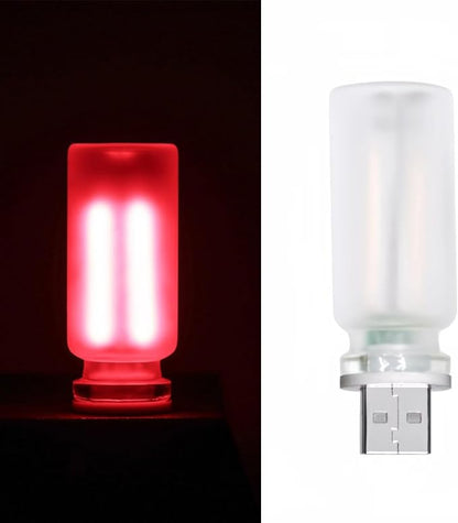 Retro Car Lamp, Touch-Adjust USB LED Automotive Lights, Plug-in Night & Ambient Bulb for Vehicles, Bedroom, Hallway, Desk, No-Pole Dimming (Frosted red Light)