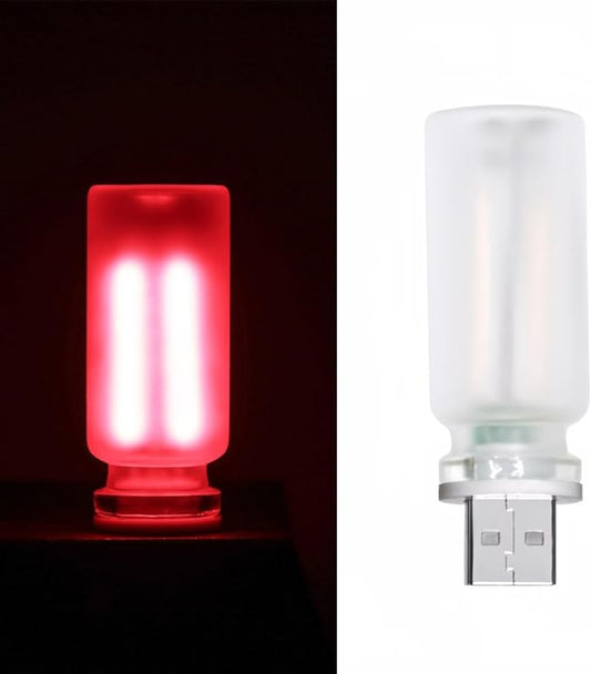 Retro Car Lamp, Touch-Adjust USB LED Automotive Lights, Plug-in Night & Ambient Bulb for Vehicles, Bedroom, Hallway, Desk, No-Pole Dimming (Frosted red Light)