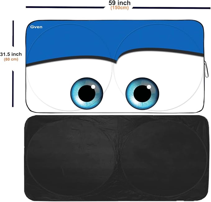 Gven Windshield Sun Shade Universal Fit for Car Window Sunshades Cover Automotive Interior Sun Protector Accessories for Compact& Midsize Sedan,Com& Subcompact SUV,Small Pickup,Wagon(Blue, S)