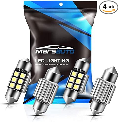 Marsauto DE3175 LED Bulb 31mm Festoon LED Bulbs White 1.2inch Super Bright 300LM 6500K 2835SMD 3175 DE3021 3022 3021 for Car Interior Dome Map License Plate Lights RV Exterior Lighting Pack of 4