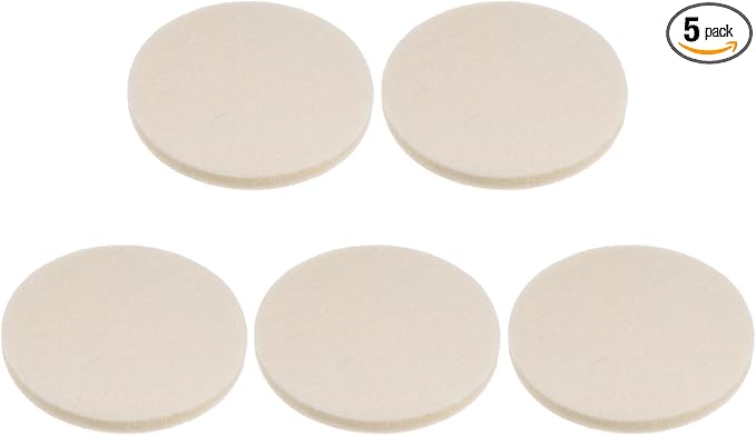 HARFINGTON 5pcs Wool Felt Polishing Pads, 3 inch Buffing Wheel Polish Pad Flocking Hook & Loop Back for Car Glass Plastic Metal Stone