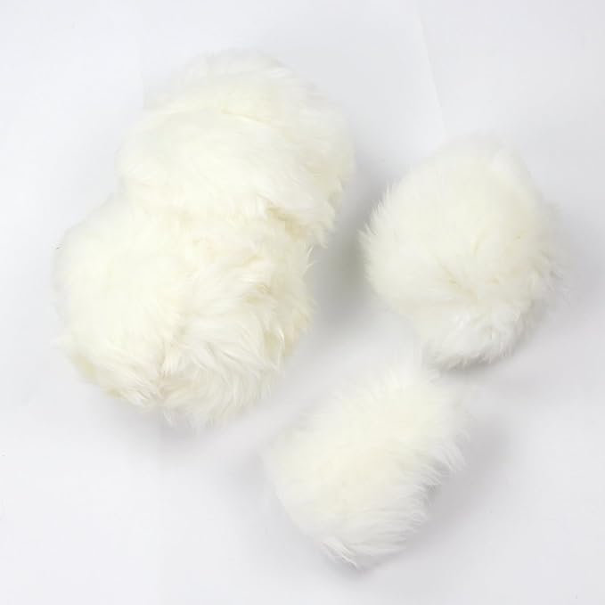 Yontree Fashion Fluffy Steering Wheel Covers for Women/Girls/Ladies Australia Pure Wool 15 Inch 1 Set 3 Pcs (White)