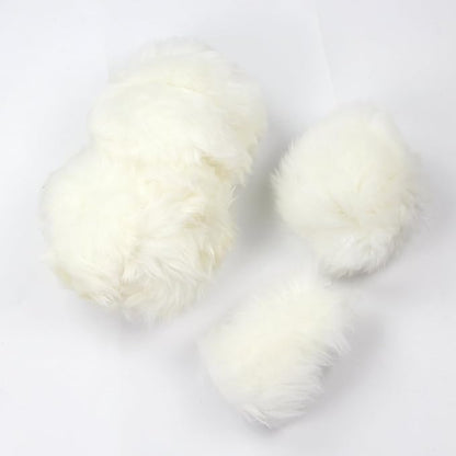 Yontree Fashion Fluffy Steering Wheel Covers for Women/Girls/Ladies Australia Pure Wool 15 Inch 1 Set 3 Pcs (White)