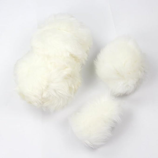Yontree Fashion Fluffy Steering Wheel Covers for Women/Girls/Ladies Australia Pure Wool 15 Inch 1 Set 3 Pcs (White)
