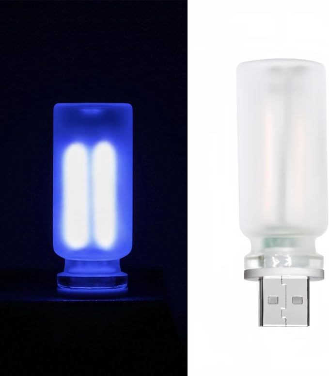 Retro Car Lamp, Touch-Adjust USB LED Automotive Lights, Plug-in Night & Ambient Bulb for Vehicles, Bedroom, Hallway, Desk, No-Pole Dimming (Frosted Blue Light)
