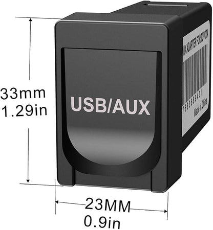USB AUX Flush Mount - Car Dashboard Panel Jack Extension Cable Compatible with Toyota, 3.5mm & USB AUX Extension Mount Socket(Size: 1.29 X 0.86 X 2 inches)