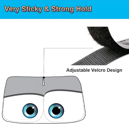 Gven Windshield Sun Shade for 2017-2026 Tesla Model Y/Model 3 Sunshade Accessories Foldable Sunshade (Fit 2025-2026 Model Y Juniper / 2024 Model 3 Highland) Blocks UV Rays Keep Car Cool (Grey Eyes)
