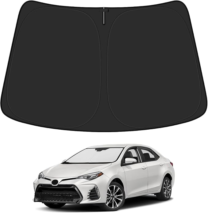 BIBLOZ Car Windshield Sun Shade for Toyota Corolla 2014-2018, L, LE, S, SE, XLE, XSE Accessories Foldable PET Sunshade Keeps The Car Cool Inside