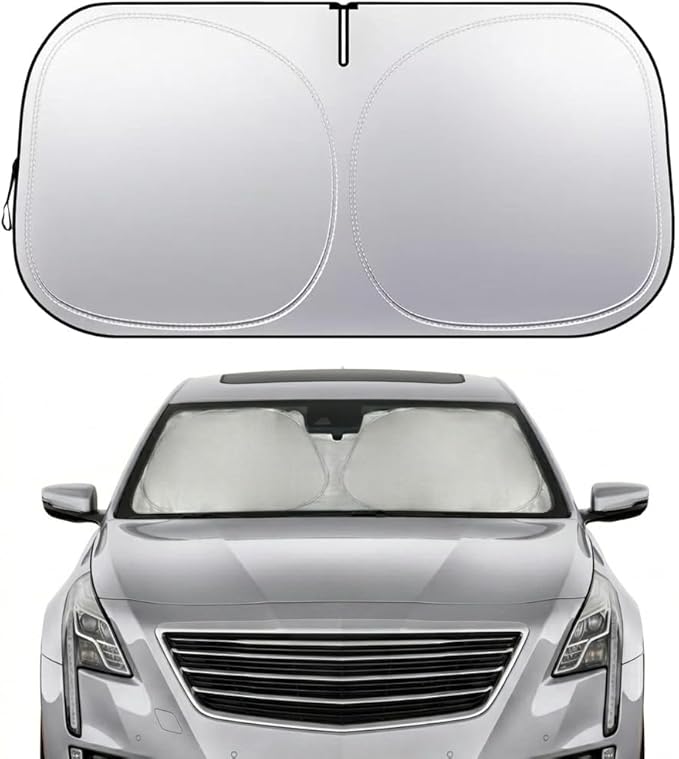 Cadillac ATS CT6 CTS XT5 XTS Windshield Sun Shade, Custom Fit Foldable Front Window Sunshade Visor, UV and Heat Blocking Interior Protector, Fits 2003–2025 Models