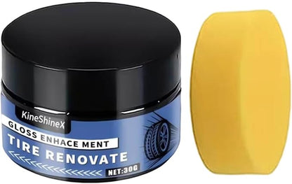 Car Tire Shine - 50g, Long Lasting Nourish Wax with Sponge | Tire Paste for Blackening, Durability, and Maintenance, Car Motorcycle Gloss Protection Detailing