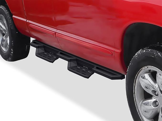 APS Stainless Steel 6.5in Nerf Bars Pocket Steps Square Tube Rocker Guards Compatible with Dodge Ram 1500 2500 3500 Quad Cab 02-08