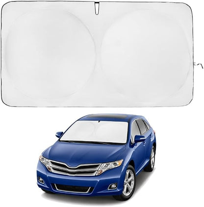 Windshield Sun Shade | Compatible for Toyota Venza (2009-2015) | Certified 99.87% UVB & 99.02% UVA Car Sun Shade. Award Winning Sunshade - Patented Technology | Car Shades by Kinder Fluff