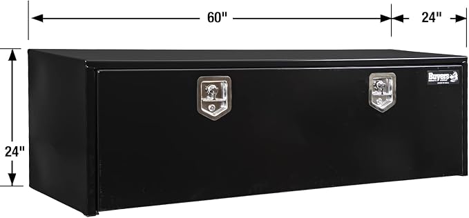 Buyers Products 1704315 Black Steel Underbody Truck Tool Box – 24 x 24 x 60 Inch - Truck Bed & Underbelly RV Storage Box, Locking T-Latch, Weather-Resistant, Heavy-Duty Flatbed Job Box, Made in USA