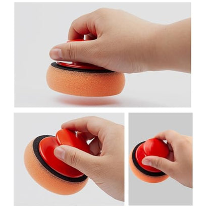 3pcs Polishing Tool Buffing Sponge Pads Waxing Pad with Handle Microfiber Wax Applicator Foam Applicator Pad Wax Applicator Pads for Cars Car Sponge Pads Manual Backplane