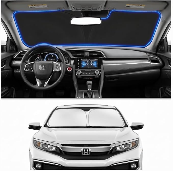Car Sun Shade for 2016-2021 Honda Civic Accessories Windshield Sunshade Cover Front Window Shade Custom Fit Civic Sun Visor Protector Foldable Blocks UV Rays