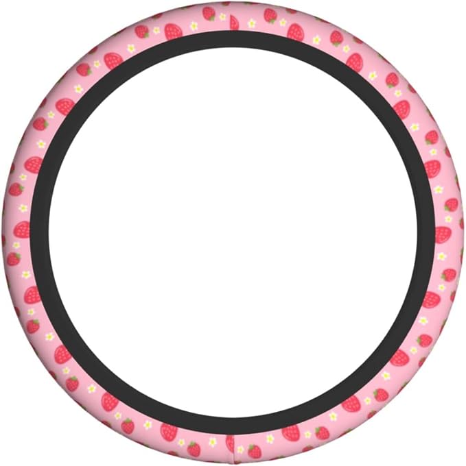 Strawberry Steering Wheel Cover Universal 14.5-15 Inch Car Wheel Protector Anti-Slip Car Steering Wheel Accessories for Women Girls
