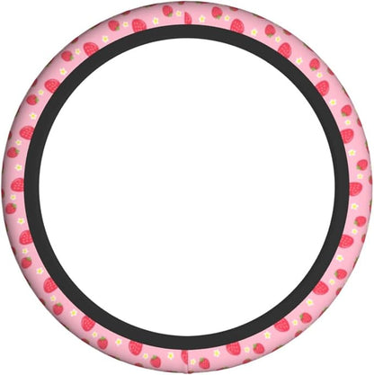 Strawberry Steering Wheel Cover Universal 14.5-15 Inch Car Wheel Protector Anti-Slip Car Steering Wheel Accessories for Women Girls
