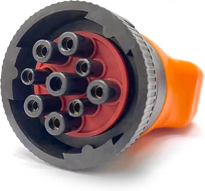 9 Pin J1939 Male to 16 Pin OBD2 Adapter, Heavy Duty Truck Diagnostic Scanner Connector, Compatible with Freightliner, Kenworth, Cummins, Volvo, Western Star & International Trucks（Orange）