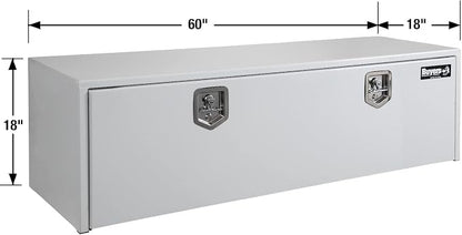 Buyers Products 1702415 Steel Underbody Truck Box, 18x 18x 60 Inch, Job Site Box, Lockable T-Handle Latch, Utility Tool Box, Heavy Duty Storage and Organizer, Made In The USA, White