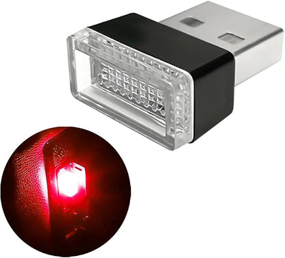 BESULEN Car Interior Atmosphere Lamp, Plug-In USB Interface LED Vehicle Ambient Lighting Kit, Portable Mini Automotive Night Light Decoration Accessories, Universal for SUV, Sedan, Truck (Red)
