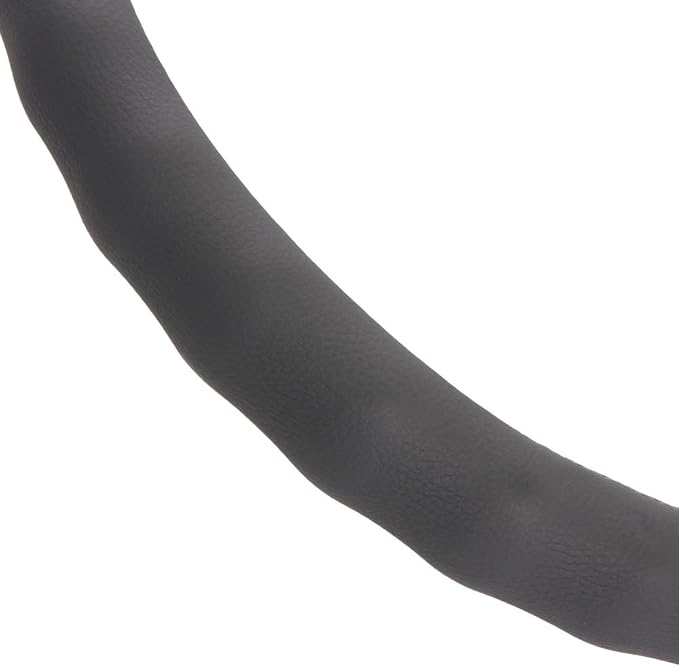 BDK Gray Leather Car Steering Wheel Cover Large Size 15.5 to 16 inch, Easy Installation