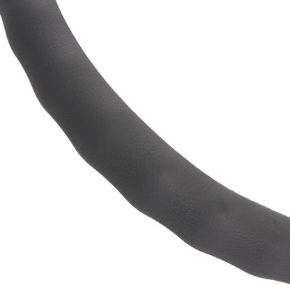 BDK Gray Leather Car Steering Wheel Cover Large Size 15.5 to 16 inch, Easy Installation