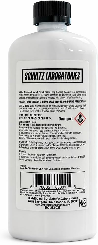 Schultz Laboratories Metal Polish with Long Lasting Sealant, 12 fl oz is a Cleaner, Polisher and protectant All in one. Removes Oxidation and Discoloration from Aluminum, Brass, Chrome and More