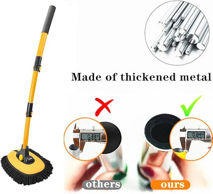 BMLEI Car Wash Brush with Long Handle, Microfiber Towels Car Wash Kit Cleaning Supplies, Car Wash Mop Mitt with 2 Replacement Head , Extension Pole Car Brush Cleaning Kit for Cars Trucks