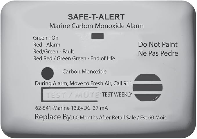 Safe T Alert MTI Industries 62-541-R-MARINE-WT Detector Marine Co Alarm White