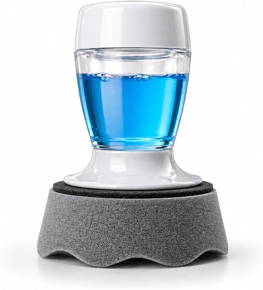 Professional Tire Shine Applicator with Ergonomic Handle, Clear Container, for Auto Detailing and Car Care