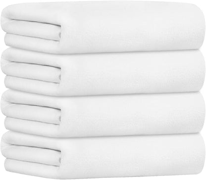 JML Microfiber Towels, Bath Towel Set - Extra Large, Soft, Absorbent, Fast Drying for Adult, Hair, Swimming, Fitness, Sport, Yoga, 4 Pack, 27" x 55", White