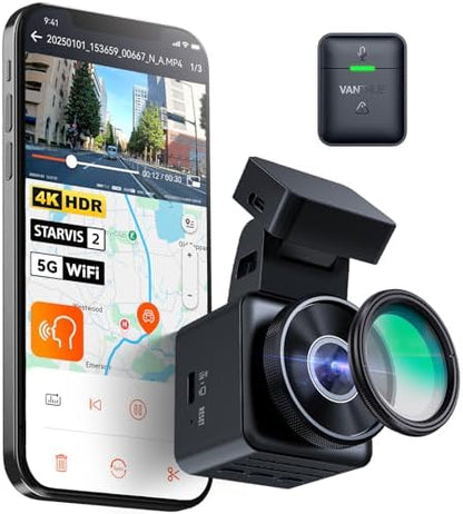 [Bundle-2 Items: Vantrue E1 Pro Dash Cam & Remote Control] 4K Mini Dashcam Front, STARVIS 2 IMX678 Night Vision HDR, Voice Control, GPS Car Cam for Minivan, Bus, RV, Car, Truck