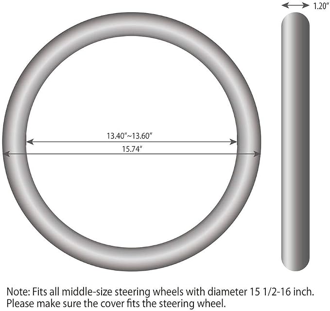 Elantrip Leather Large Steering Wheel Cover 15 1/2 to 16 inch Soft Grip Breathable for Car Truck SUV Jeep Anti Slip Black and Gray