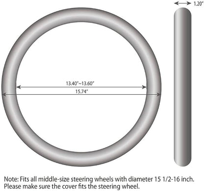 Elantrip Leather Large Steering Wheel Cover 15 1/2 to 16 inch Soft Grip Breathable for Car Truck SUV Jeep Anti Slip Black and Gray