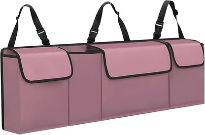 Car Trunk Organizer, Backseat Hanging Large Storage with Adjustable Straps,Waterproof PVC Collapsible Cargo Bag, Car Interior Accessories for Auto SUV MPV (Pink)