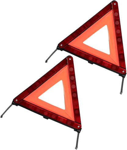 Roadside Hazard Warning Sign Kit 2pcs Triangle Warning Sign Led Triangle for Cars