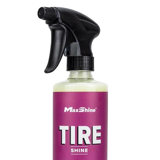 Maxshine Tire Shine 16oz | Acrylic Formula Tire Dressing with UV Protection | No-Sling, Dry-to-the-Touch Finish | Gloss Enhancer Nourishes Rubber & Protects Tires | Professional Car Detailing Supply