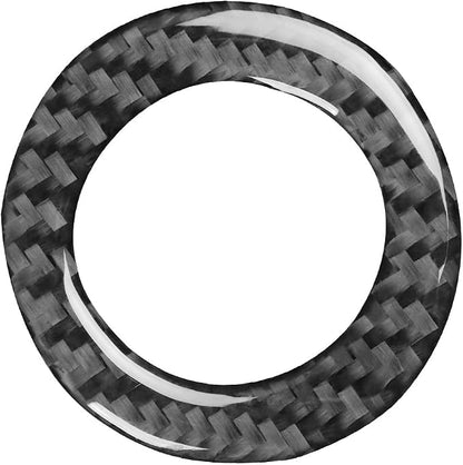 Premium Carbon Fiber Compatible with Ford Edge 2011-2014 2012 2013 SEL/Limited/SE/Sport Accessories Car Key Ignition Push Start Button Circle Cover Interior Trim Sticker Decal Black 1PC