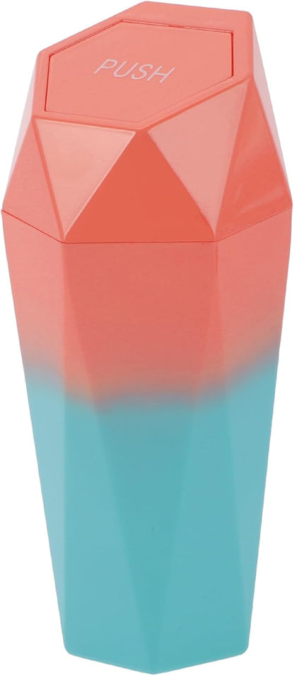 Car Trash Can Portable 3.5" Width 7.9" Height Trash Bin Plastic Pink Blue 1 Pcs