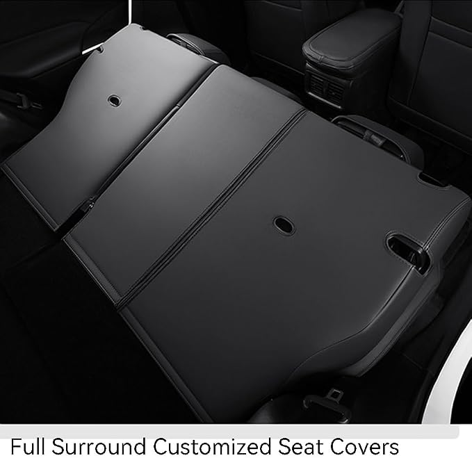 Custom Fit RAV4 Hybrid Car Seat Covers for Select Toyota RAV4 Hybrid (Not for 2019-2025 Hybrid/Prime SE,XSE) 2019 2020 2021 2022 2023 2024 2025 - Full Set,Leather (Black Check)