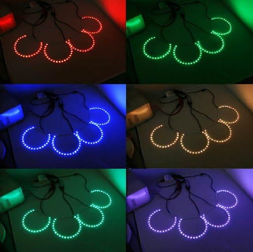 iJDMTOY Multi-Color 120-SMD RGB LED Angel Eyes Halo Ring Lighting Kit w/Adjustable Setting Compatible with BMW E36 E46 3 Series E38 E39 5 7 Series Xenon Front Road Illuminating Lights