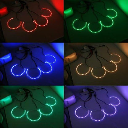 iJDMTOY Multi-Color 120-SMD RGB LED Angel Eyes Halo Ring Lighting Kit w/Adjustable Setting Compatible with BMW E36 E46 3 Series E38 E39 5 7 Series Xenon Front Road Illuminating Lights