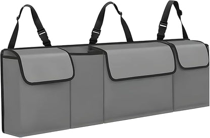 Car Trunk Organizer, Backseat Hanging Large Storage with Adjustable Straps,Waterproof PVC Collapsible Cargo Bag, Car Interior Accessories for Auto SUV MPV (Gray)
