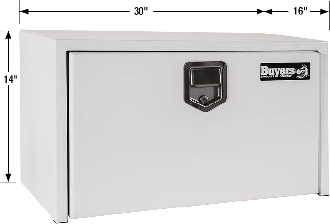 Buyers Products 1703203 Steel Underbody Truck Tool Box 14 x 16 x 30 Inch, White Powder-Coated 14 Ga Steel, Locking Stainless Paddle Latch, Drop Door, Weather-Resistant, Made in USA