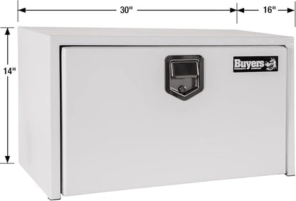 Buyers Products 1703203 Steel Underbody Truck Tool Box 14 x 16 x 30 Inch, White Powder-Coated 14 Ga Steel, Locking Stainless Paddle Latch, Drop Door, Weather-Resistant, Made in USA