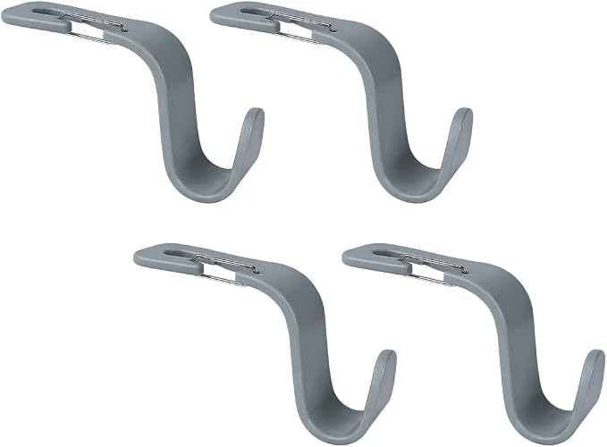 4PCS Car Seat Headrest Hook, Multi-Purpose Seat Back Hanger Purse Bag Handbag Organizer, Auto Interior Backseat Storage Hook Holder for Coat Hat Grocery Umbrella, Universal Fit (Gray)